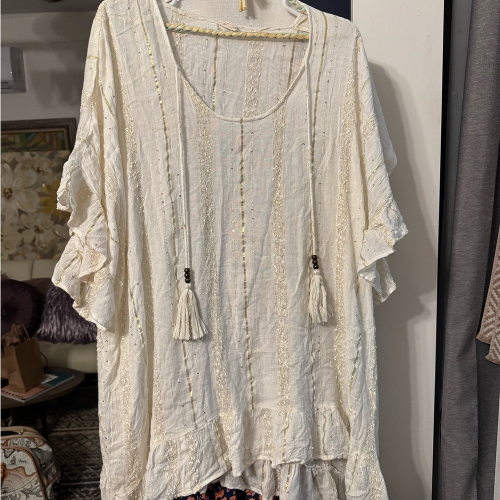 Surf Gypsy Cream Tassel Tunic